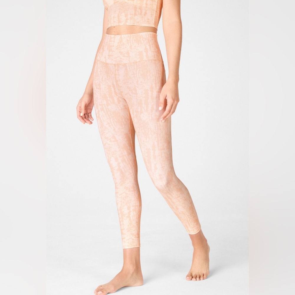 Fabletics PureLuxe Ultra High-Waisted 7/8 Legging, pink shibori stripe, small